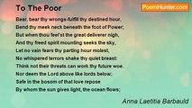 Anna Laetitia Barbauld - To The Poor