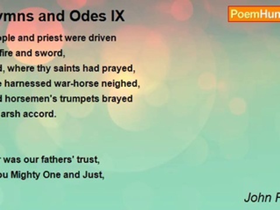John Pierpont - Hymns and Odes IX
