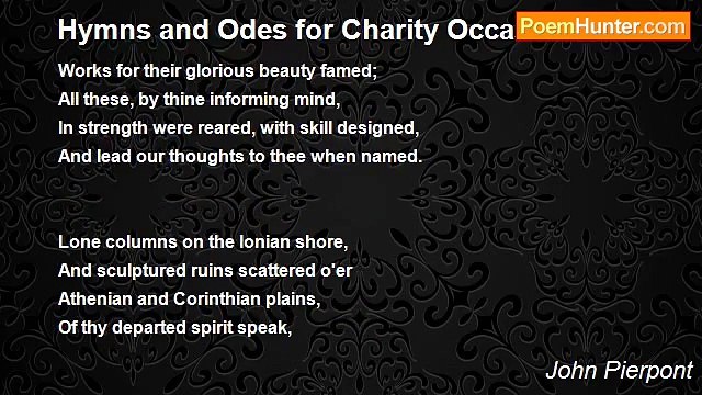 John Pierpont - Hymns and Odes for Charity Occasions IX