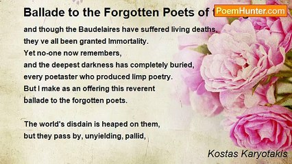 Kostas Karyotakis - Ballade to the Forgotten Poets of the Ages