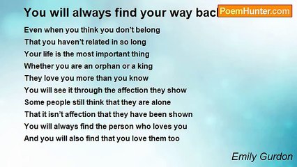 Emily Gurdon - You will always find your way back home