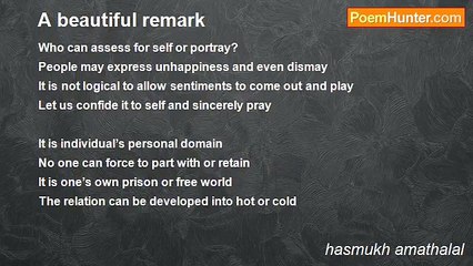 hasmukh amathalal - A beautiful remark