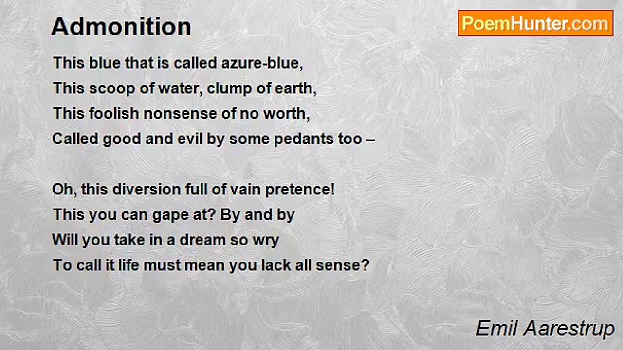 Emil Aarestrup - Admonition