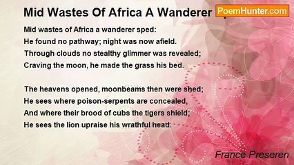 France Preseren - Mid Wastes Of Africa A Wanderer Sped