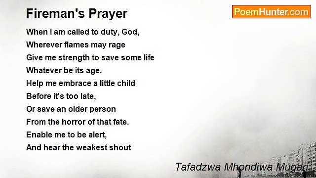 Tafadzwa Mhondiwa Mugari - Fireman's Prayer