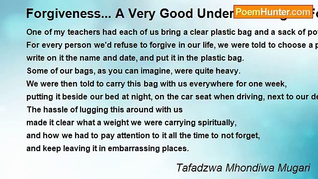Tafadzwa Mhondiwa Mugari - Forgiveness... A Very Good Understanding of Forgiveness