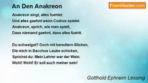 Gotthold Ephraim Lessing - An Den Anakreon