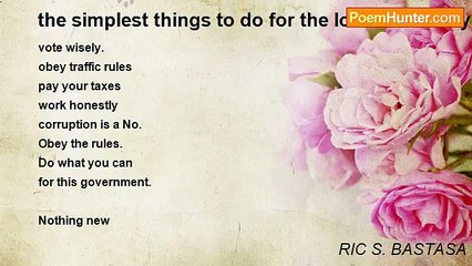 RIC S. BASTASA - the simplest things to do for the love of country