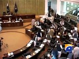 Sloganeering in KPK Assembly, opposition walks out-Geo Reports-10 Nov 2014