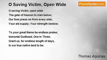 Thomas Aquinas - O Saving Victim, Open Wide