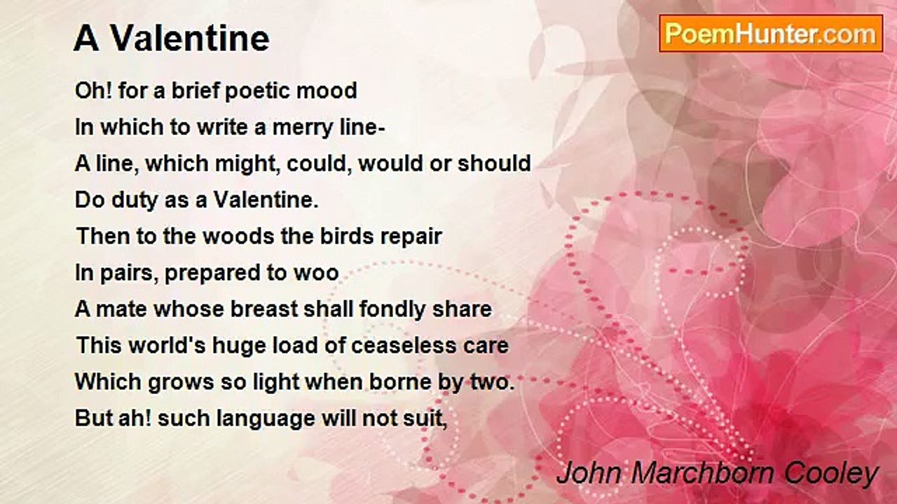 John Marchborn Cooley - A Valentine