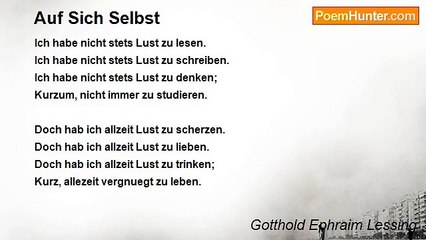 Gotthold Ephraim Lessing - Auf Sich Selbst