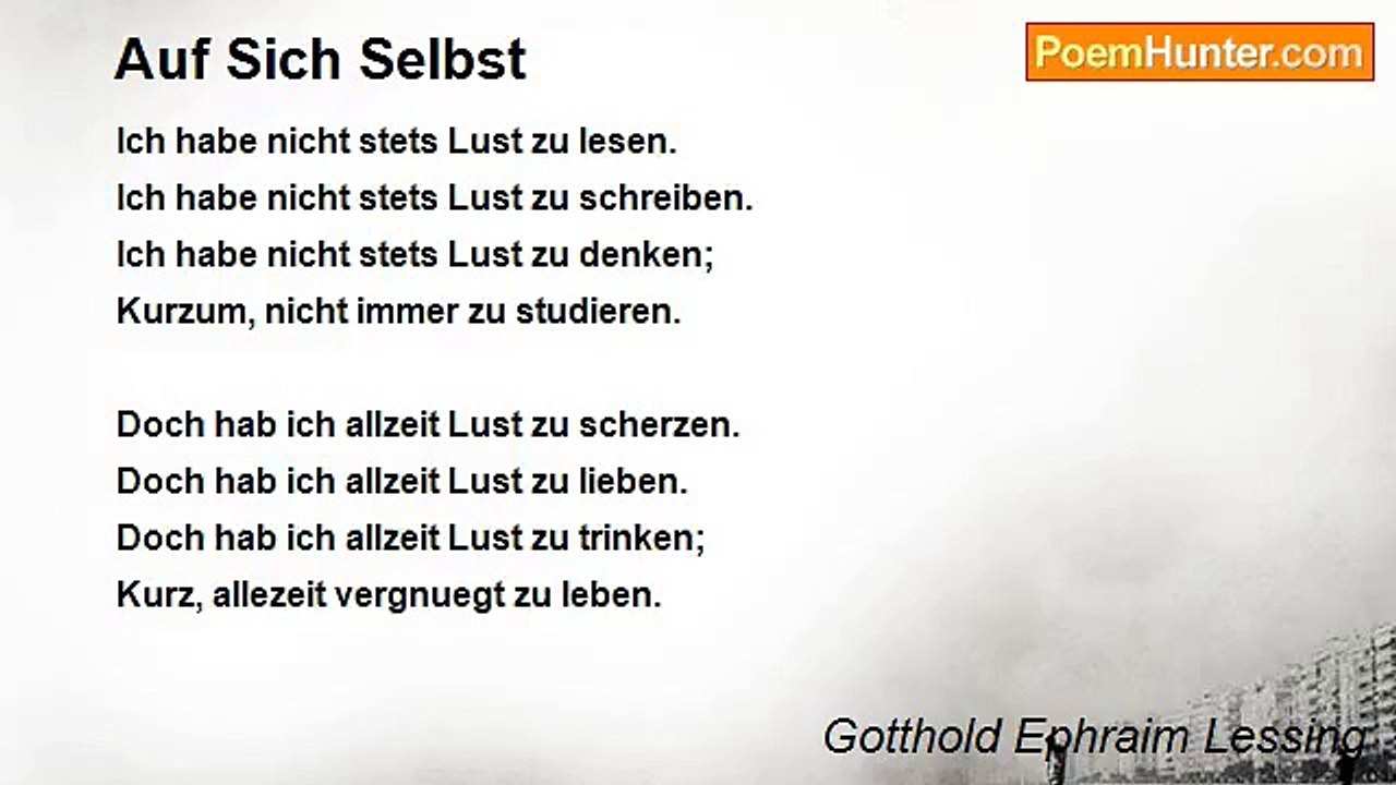 Gotthold Ephraim Lessing - Auf Sich Selbst
