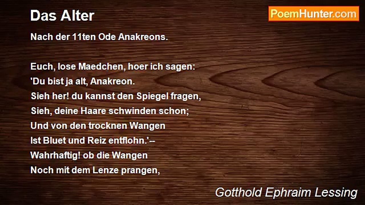 Gotthold Ephraim Lessing - Das Alter