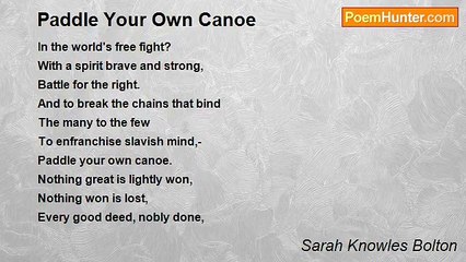Sarah Knowles Bolton - Paddle Your Own Canoe