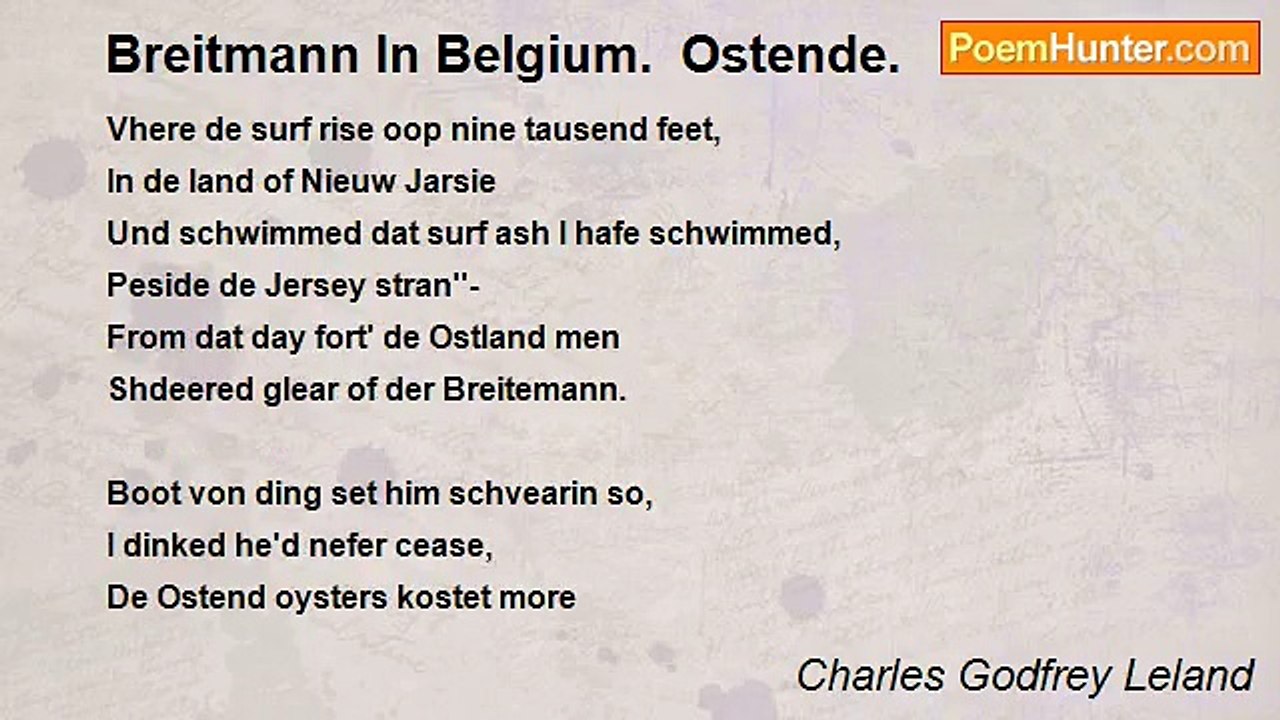 Charles Godfrey Leland - Breitmann In Belgium.  Ostende.