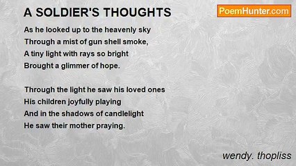 wendy. thopliss - A SOLDIER'S THOUGHTS