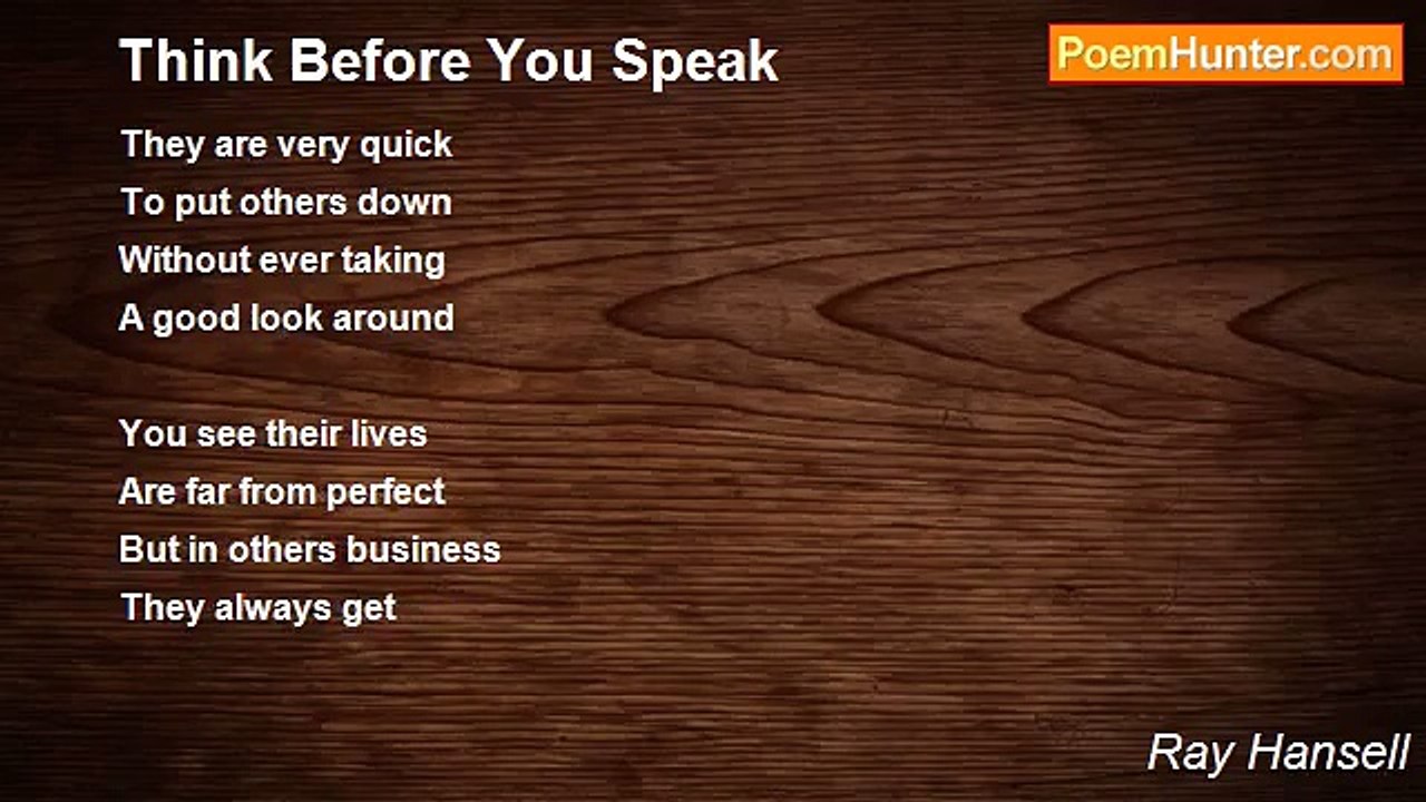 Ray Hansell - Think Before You Speak