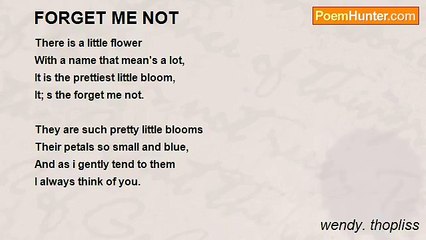 wendy. thopliss - FORGET ME NOT