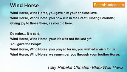Tolly Rebeka Christian BlackWolf Hawk - Wind Horse
