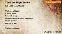 Shalom Freedman - The Late Night Poem