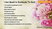 Shalom Freedman - I Am Quiet In Gratitude To God