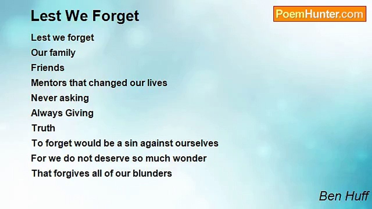 Ben Huff - Lest We Forget