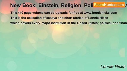 Lonnie Hicks - New Book: Einstein, Religion, Politics and Literature