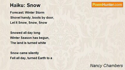 Nancy Chambers - Haiku: Snow