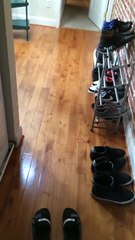 Dancing while cleaning the floor