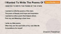 Shalom Freedman - I Wanted To Write The Poems Of The Stars