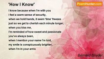 Bernard Snyder - 'How I Know'