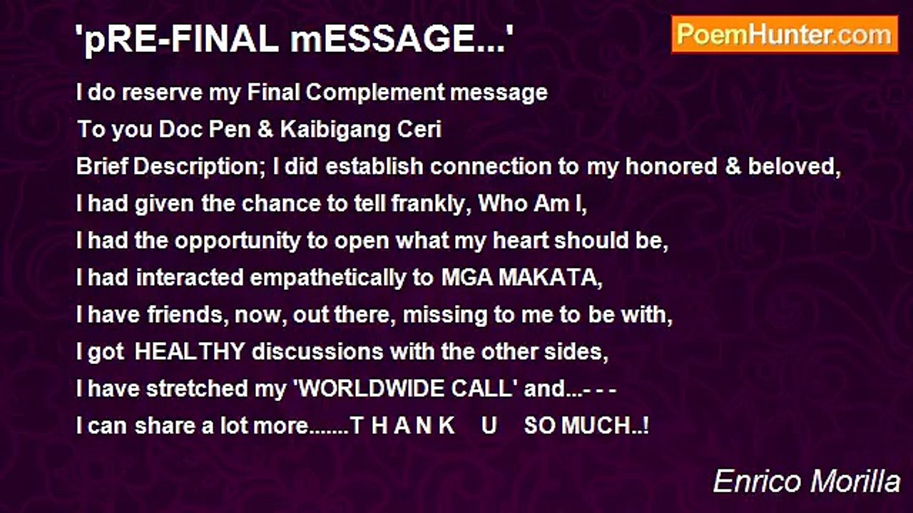 Enrico Morilla - 'pRE-FINAL mESSAGE...'