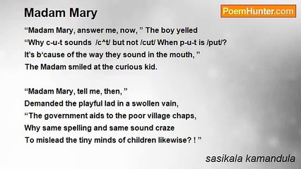 sasikala kamandula - Madam Mary