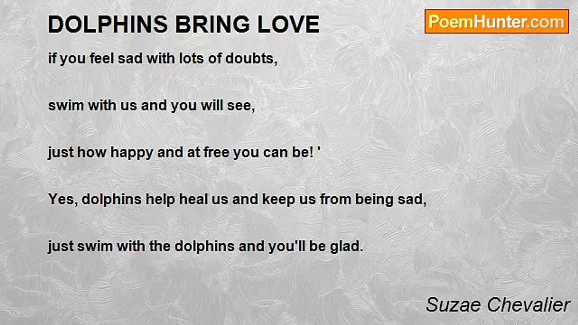 ⁣Suzae Chevalier - DOLPHINS BRING LOVE