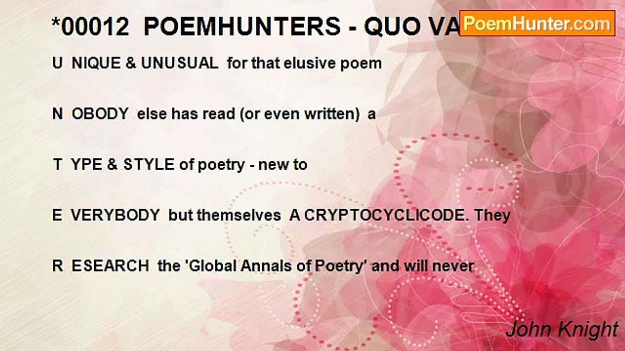 John Knight - *00012  POEMHUNTERS - QUO VADIS?
