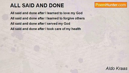 Aldo Kraas - ALL SAID AND DONE