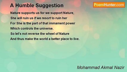Mohammad Akmal Nazir - A Humble Suggestion