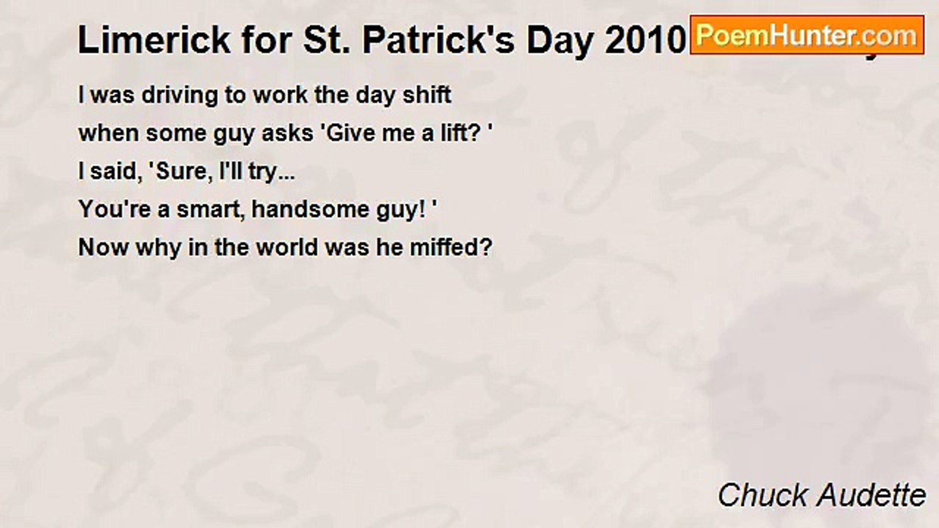 ⁣Chuck Audette - Limerick for St. Patrick's Day 2010 - Courtesy2