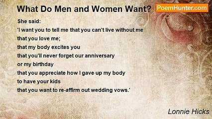 Lonnie Hicks - What Do Men and Women Want?
