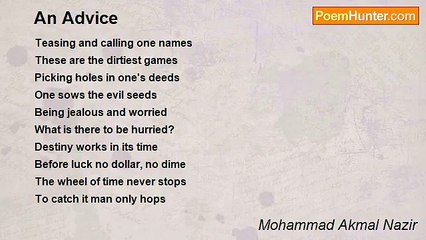Mohammad Akmal Nazir - An Advice