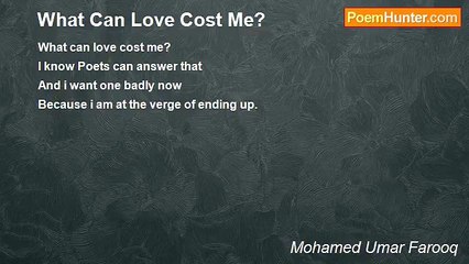 Mohamed Umar Farooq - What Can Love Cost Me?