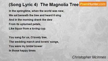 Christopher McInnes - (Song Lyric 4)  The Magnolia Tree