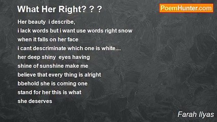 Farah Ilyas - What Her Right? ? ?
