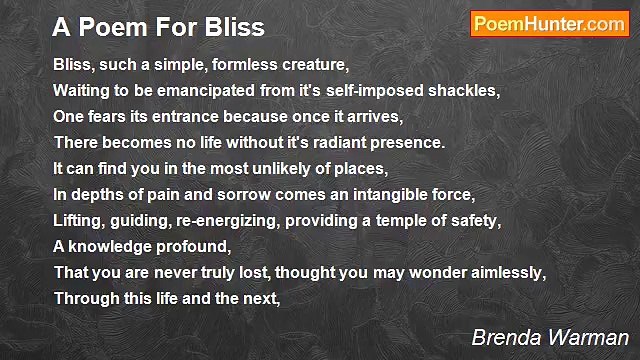 Brenda Warman - A Poem For Bliss