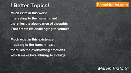 Marvin Brato Sr - ! Better Topics!