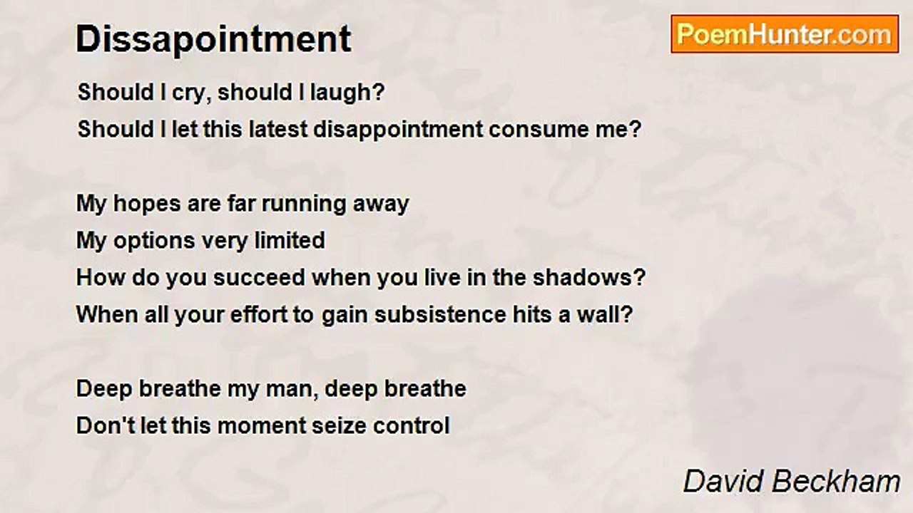 David Beckham - Dissapointment