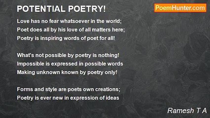 Ramesh T A - POTENTIAL POETRY!