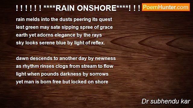 Dr subhendu kar - ! ! ! ! ! ! ****RAIN ONSHORE****! ! ! ! ! ! ! ! ! !