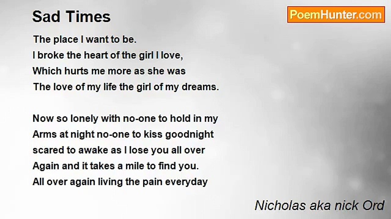 Nicholas aka nick Ord - Sad Times